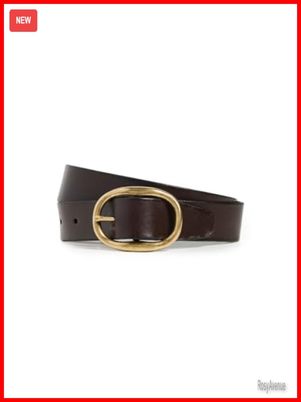 Oval Buckle Belt with Gold-Tone Hardware and 1 Inch Width